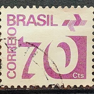 Selo Regular RHM 551 Tipo Cifra 70 Cts PAPEL ESCURO Barra FSF 1975 Circulado 1