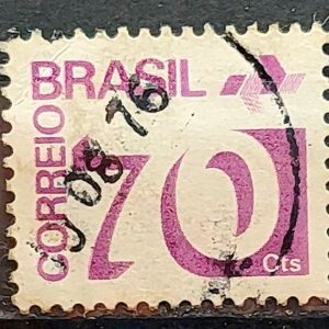 Selo Regular RHM 551 Tipo Cifra 70 Cts PAPEL ESCURO Barra FSF 1975 Circulado 2