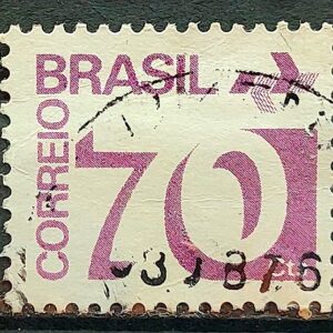 Selo Regular RHM 551 Tipo Cifra 70 Cts PAPEL ESCURO Barra FSF 1975 Circulado 4