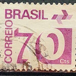 Selo Regular RHM 551 Tipo Cifra 70 Cts PAPEL ESCURO Barra FSF 1975 Circulado 7