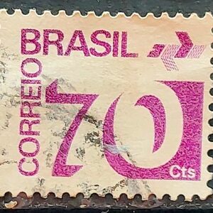 Selo Regular RHM 551 Tipo Cifra 70 Cts PAPEL ESCURO Barra FSF 1975 Circulado 8