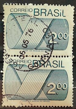 Selo Regular RHM 553 Tipo Gravura CrS 2 Com FSF 1974 Dupla Circulado