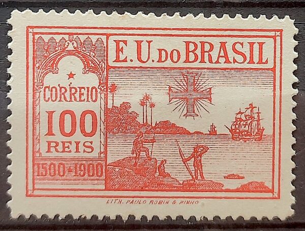 C 1 Selo 4 Centenario Descobrimento do Brasil Navio Indio Portugal 1900