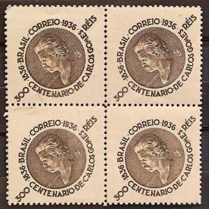 C 106 Selo Centenario de Nascimento de Carlos Gomes Musica 1936 Quadra