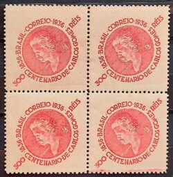 C 107 Selo Centenario de Nascimento de Carlos Gomes Musica 1936 Quadra