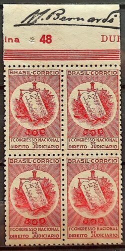 C 110 Selo Congresso Nacional de Direito Judiciario Justica 1936 Quadra 2