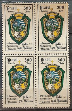 C 112 Selo Congresso Eucaristico Religiao Belo Horizonte 1936 Quadra