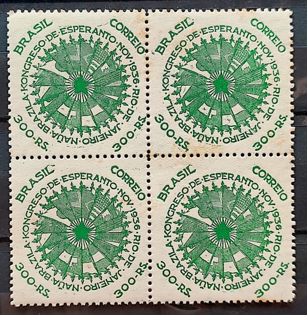 C 115 Selo Congresso de Esperanto Bandeira 1937 Quadra