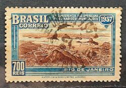 C 117 Selo Conferencia Sulamericana de Radiocomunicacao Comunicacao Rio de Janeiro 1937 Circulado 3