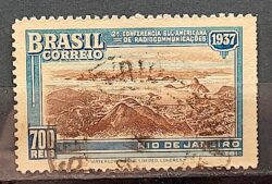 C 117 Selo Conferencia Sulamericana de Radiocomunicacao Comunicacao Rio de Janeiro 1937 Circulado 4