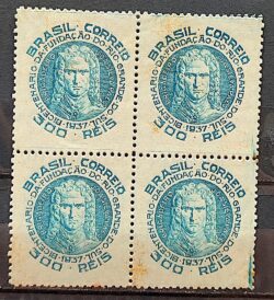 C 125 Selo Centenario da Fundacao do Rio Grande do Sul Brigadeiro Silva Paes 1937 Quadra 1