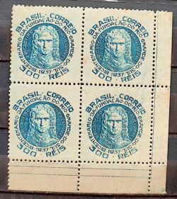 C 125 Selo Centenario da Fundacao do Rio Grande do Sul Brigadeiro Silva Paes 1937 Quadra 5