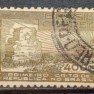 C 129 Selo Primeiro Grito de Republica 1938 Circulado