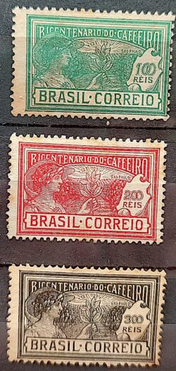 C 21 Selo Centenario do Plantio de Cafe Economia Bebida 1928 Serie Completa 1