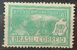 C 21 Selo Centenario do Plantio de Cafe Economia Bebida 1928 Verde
