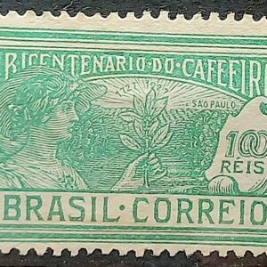 C 21 Selo Centenario do Plantio de Cafe Economia Bebida 1928 Verde