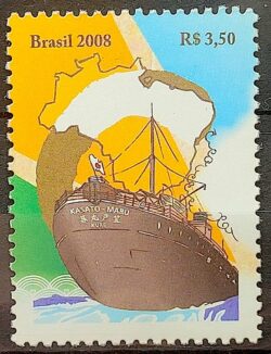 C 2752 Selo do Bloco Imigracao Japonesa Japao Navio Mapa 2008