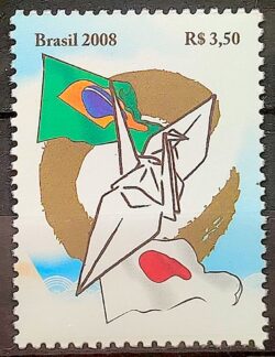 C 2753 Selo do Bloco Imigracao Japonesa Bandeira Japao Origami 2008