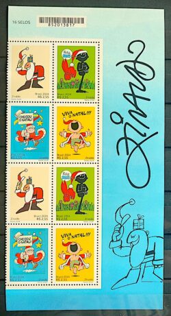 C 4167 Selo Natal Ziraldo Crianca Infantil Literatura 2024 2 Quadras e Vinheta