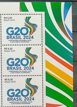 C 4172 Selo Reuniao Cupula G20 Meio Ambiente Economia 2024 3 Unidades e Vinheta