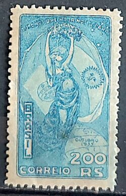 C 60 Selo Visita do Presidente Justo da Argentina Bandeira 1933 Azul 1