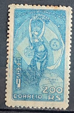 C 60 Selo Visita do Presidente Justo da Argentina Bandeira 1933 Azul 2