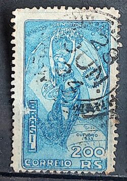 C 60 Selo Visita do Presidente Justo da Argentina Bandeira 1933 Azul Circulado