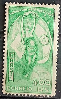 C 61 Selo Visita do Presidente Justo da Argentina Bandeira 1933 Verde