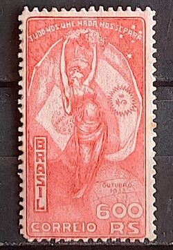 C 62 Selo Visita do Presidente Justo da Argentina Bandeira 1933 Vermelho