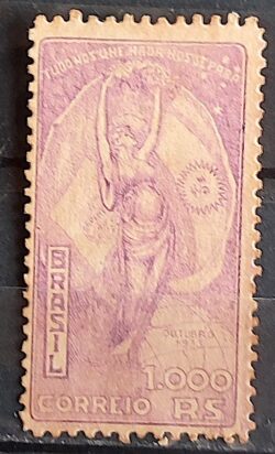 C 63 Selo Visita do Presidente Justo da Argentina Bandeira 1933 Violeta 2