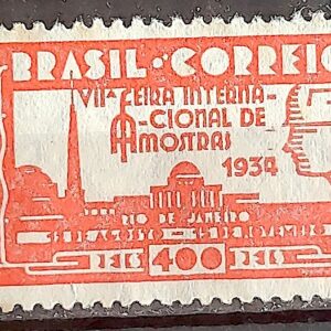 C 67 Selo Propaganda Feira Internacional de Amostras 1934 Carmim 3