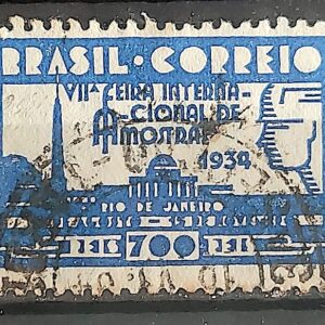 C 68 Selo Propaganda Feira Internacional de Amostras 1934 Azul Circulado