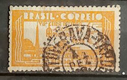 C 69 Selo Propaganda Feira Internacional de Amostras 1934 Amarelo Circulado