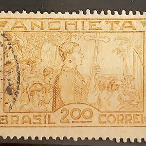 C 74 Selo IV Centenario Jose de Anchieta Religiao Igreja 1934 Bistre Circulado