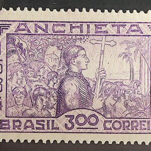 C 75 Selo IV Centenario Jose de Anchieta Religiao Igreja 1934 Violeta