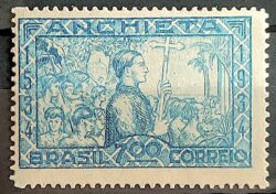 C 76 Selo IV Centenario Jose de Anchieta Religiao Igreja 1934 Azul