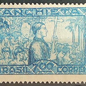 C 76 Selo IV Centenario Jose de Anchieta Religiao Igreja 1934 Azul