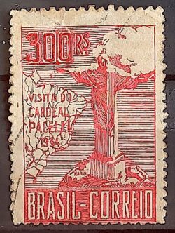 C 80 Selo Cardeal Pacelli 1934 Vermelho 3a Tiragem Circulado 4