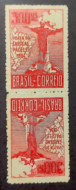 C 80 tb Selo Cardeal Pacelli 1934 Vermelho 3a Tiragem Tete-Beche