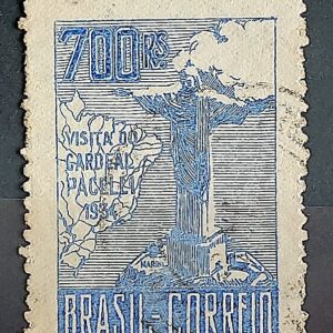 C 81 Selo Cardeal Pacelli 1934 Azul 3a Tiragem Circulado 1