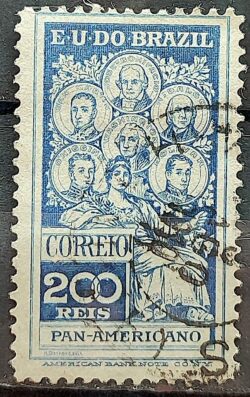 C 9 Selo Pan Americano Panamericano Jose Bonifacio Washington San Martin Hidalgo Bolivar 1909 Circulado 22