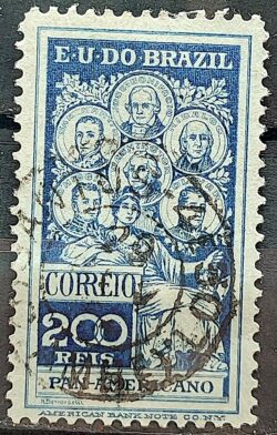 C 9 Selo Pan Americano Panamericano Jose Bonifacio Washington San Martin Hidalgo Bolivar 1909 Circulado 23