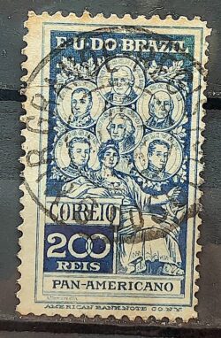 C 9 Selo Pan Americano Panamericano Jose Bonifacio Washington San Martin Hidalgo Bolivar 1909 Circulado 25