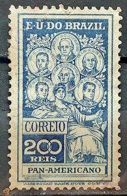 C 9 Selo Pan Americano Panamericano Jose Bonifacio Washington San Martin Hidalgo Bolivar 1909 Circulado 26