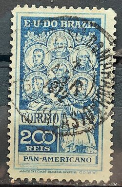 C 9 Selo Pan Americano Panamericano Jose Bonifacio Washington San Martin Hidalgo Bolivar 1909 Circulado 28