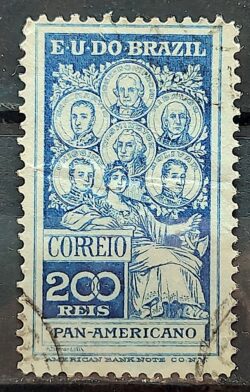 C 9 Selo Pan Americano Panamericano Jose Bonifacio Washington San Martin Hidalgo Bolivar 1909 Circulado 29