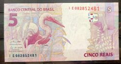 Cedula Flor de Estampa R$ 5 Reais Segunda Família Serie IE Guedes e Roberto Campos