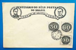 Envelope FDC 1943 Centenario do Selo Postal Olho de Boi Getulio Vargas