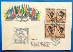 Envelope FDC 1946 Mostra Filatelica Panamericana UPAEP Bandeira Mapa CPD RJ