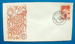 Envelope FDC 1959 Cinquentenario Fabrica Presidente Vargas Militar CBC RJ
